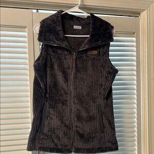 Columbia Dark Brown Ribbed Fleece Zip Vest
